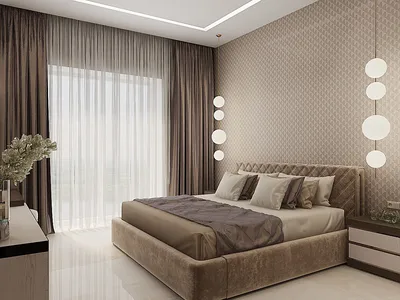Спальня Lounge - пример обстановки мебели и аксессуаров