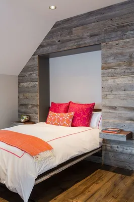 Акцентная стена в спальне: 25 вариантов стен из старого дерева