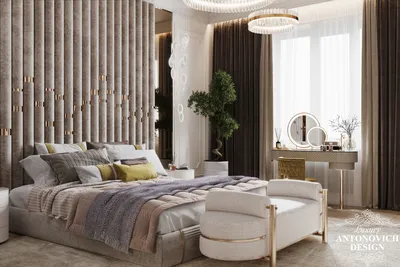 Спальня с фокусной акцентной стеной ⋆ Элитный дизайн интерьера в Астане -  Антонович Дизайн