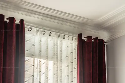 Бархатные бордовые шторы в спальню | AURA HOME