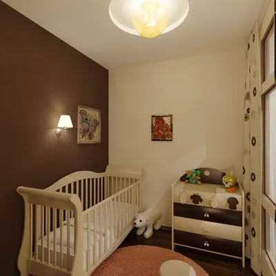 Интерьер однокомнатной квартиры с детской кроваткой - 64 фото