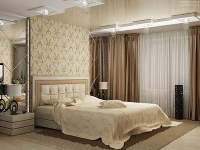 Дизайн проект спальни 30 кв.м. с гардеробом в персиковом цвете | Студия  Дениса Серова