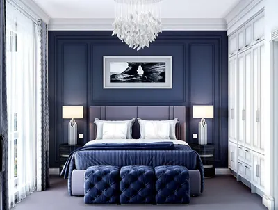 Просторная синяя спальня | Синие гостиные, Синие спальни, Интерьеры спальни