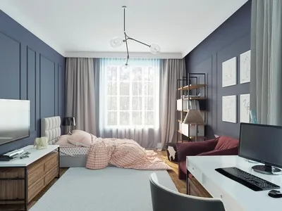 2023 СПАЛЬНИ фото интерьер спальни для юноши в пастельных тонах, Киев,  Yunakov Architecture \u0026 Design
