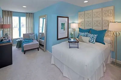 Спальня в синих тонах: сочетания с другими оттенками, варианты отделки,  лучшие идеи и новинки дизайна, фото