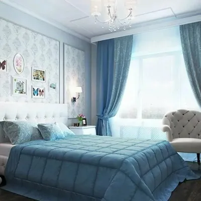 Голубая спальня - 60 фото