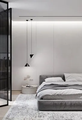 Современный дизайн спальни минимализм. Серый цвет в интерьере. Светлая  спальня. | Bedroom interior, Master bedroom interior, Interior design  bedroom