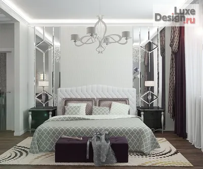 Дизайн интерьера спальни - Роскошная спальня с гардеробной