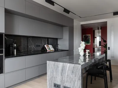Красивые серые кухни с черной столешницей – 135 лучших фото дизайна  интерьера кухни | Houzz Россия