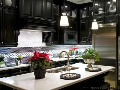 Черная столешница в интерьере кухни - 67 фото