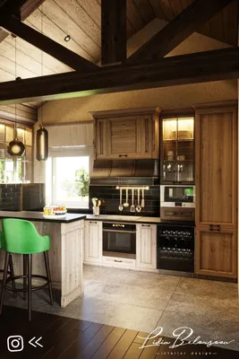 Кухня в доме | lbdesign | Kitchen cabinets, Home, Home decor