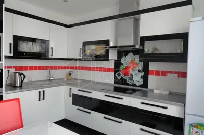 Кухонный гарнитур угловой черно белый - 59 фото