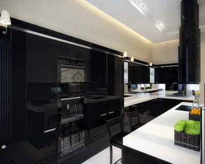 Дизайн черно-белой кухни 9 кв. м. Интерьер кухни - 22 фото
