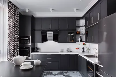Бело черная кухня - 66 фото