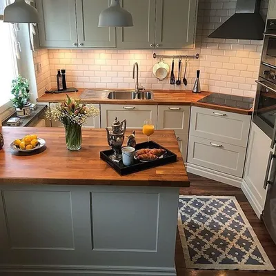 Дизайн кухни с деревянной столешницей - 69 фото