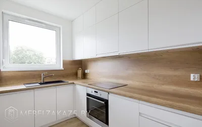 Белая кухня с деревянной столешницей К781 под заказ в Минске