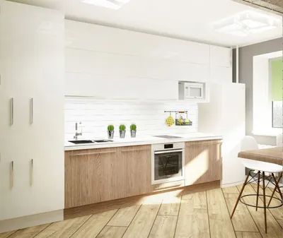 Белая кухня с деревянной столешницей в скандинавском стиле - Мебель на  заказ в Волгограде: кухни, шкафы, детские, мебель для кафе, ресторанов
