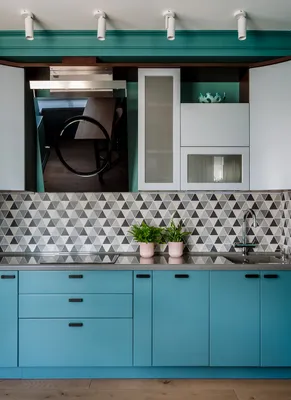 Красивые бирюзовые кухни в современном стиле – 135 лучших фото дизайна  интерьера кухни | Houzz Россия