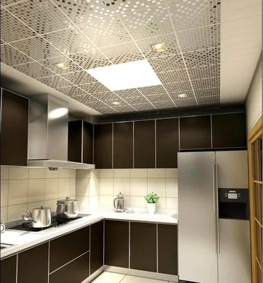 Особенности монтажа и дизайна потолка на кухне из пластиковых панелей: 50  фото и 1 видео