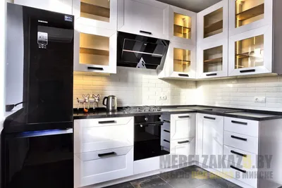 Черно-белая угловая кухня Лефа К698 под заказ в Минске