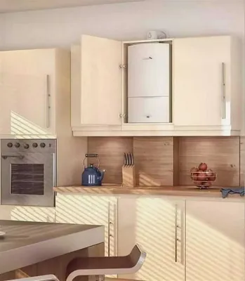 Дизайн угловой кухни с газовым котлом
