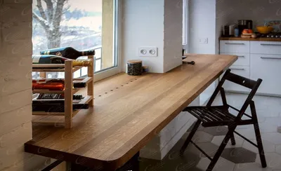Стол кухонный большой деревянный - 62 фото