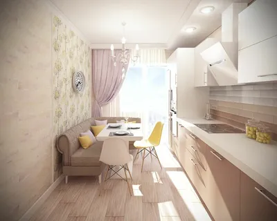 Узкая кухня гостиная дизайн - 65 фото