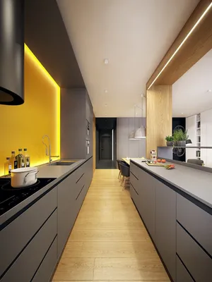 Дизайн узкой кухни (55 фото) | 100+ Лучших идей !!!