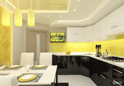 Желто черная кухня - 70 фото