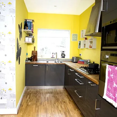 Желтые стены на кухне: 50 фото идей дизайна интерьера, обои для оформления