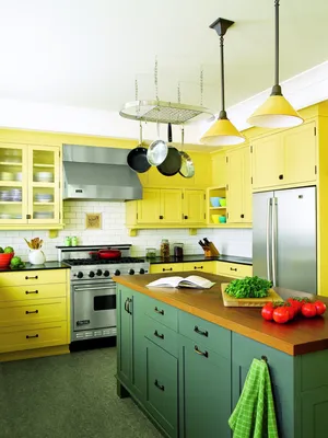 Кухня в желто зеленых тонах (69 фото)