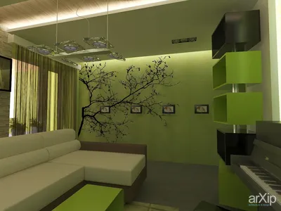 Дизайн гостиной фото зеленый » Дизайн 2021 года - новые идеи и примеры работ