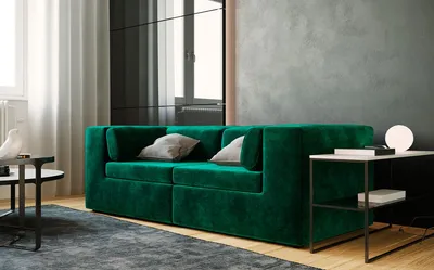 Зеленый диван в интерьере гостиной фото, интерьер с зеленым диваном, темно- зеленый диван, угловой