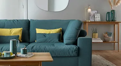 Зеленый диван в интерьере гостиной и других комнат. Зеленый диван в разных  стилях интерьера, 30+ фото