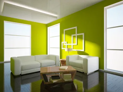 Интерьер гостиной зеленого цвета » Дизайн 2021 года - новые идеи и примеры  работ
