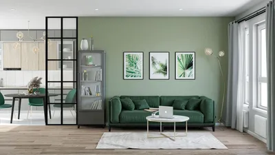 Серо зеленый диван в интерьере - 65 фото