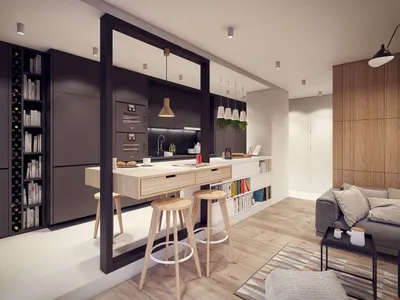 Дизайн интерьера кухни гостиной в современном стиле фото