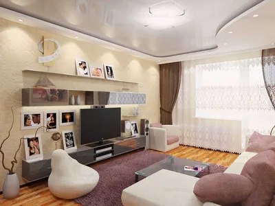 Дизайн гостиной в однокомнатной квартире - 74 фото