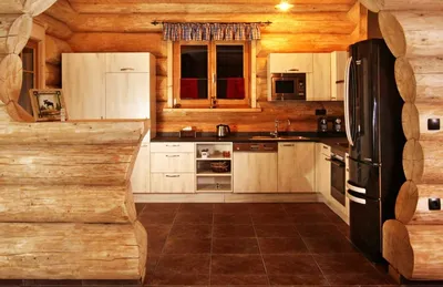Кухни в деревянных домах - 70 фото