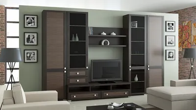Модульная мебель для гостиной в современном стиле с угловым шкафом - фото