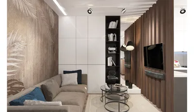 Дизайн гостиная-кухня-лоджия 27,8 м2. Стиль: Модерн – Fine-interior