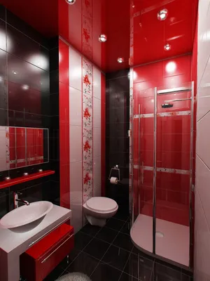 Красно черная ванная комната - 72 фото