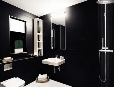 Бело черная ванная комната - 67 фото