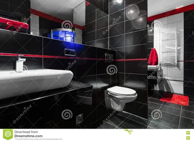 Новая идея ванной комнаты стиля Стоковое Изображение - изображение  насчитывающей лоск, красно: 74318577