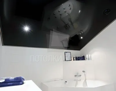 Черный глянцевый натяжной потолок в ванную комнату НП-1436 - цена от 1530  руб./м2