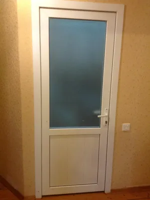 Пластиковая дверь с матовым стеклом - 59 фото