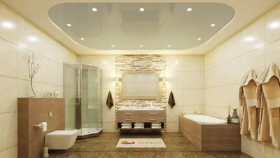 Подвесной потолок в ванной комнате - 58 фото
