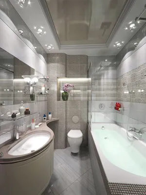 Как оформить потолок в ванной комнате - фото лучших тенденций в интерьере ванной  комнаты