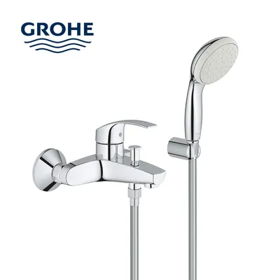 GROHE Eurosmart 3330220A - Смеситель для ванны с душевым гарнитуром (хром),  купить в интернет-магазине сантехники Сантехмаг.Ру