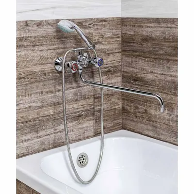 Смеситель для ванны с душем RAIN Кварц, двухвентильный, круглый излив 40см,  хром купить по низкой цене - Галамарт